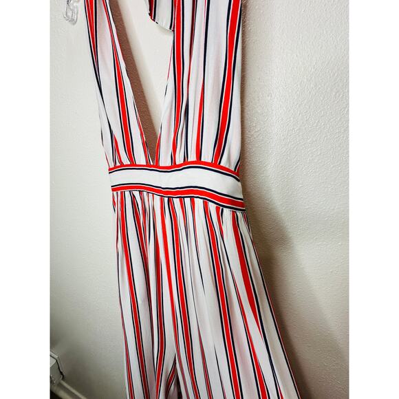 Urban Outfitters Raven White Red Blue Striped Halter Romper Jumpsuit S - Picture 5 of 15
